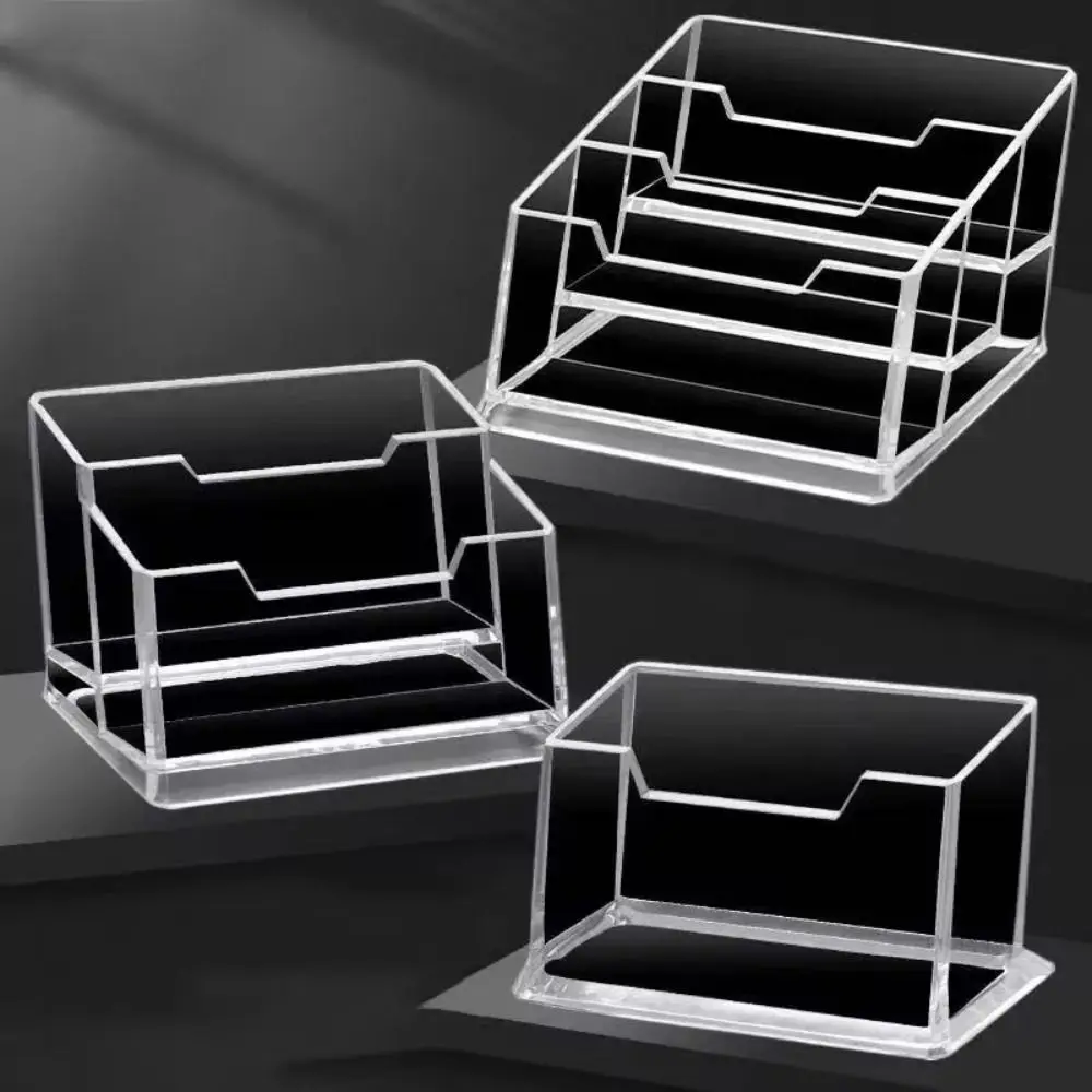 1Pcs Display Stand Business Card Box Clear Transparent 1/2/3 Grids Bussiness Card Holder School Office Supplies Acrylic Plastic