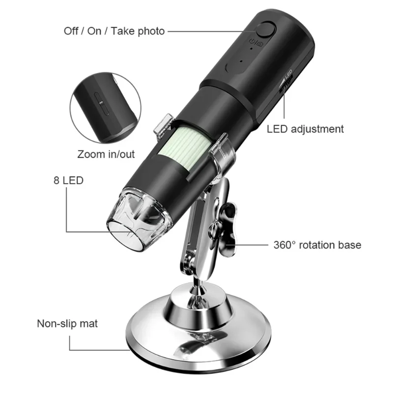 1000x detecção de couro cabeludo poros lupa sem fio dermatoscópio analisador da pele do corpo microscópio digital profissional sem fio wifi