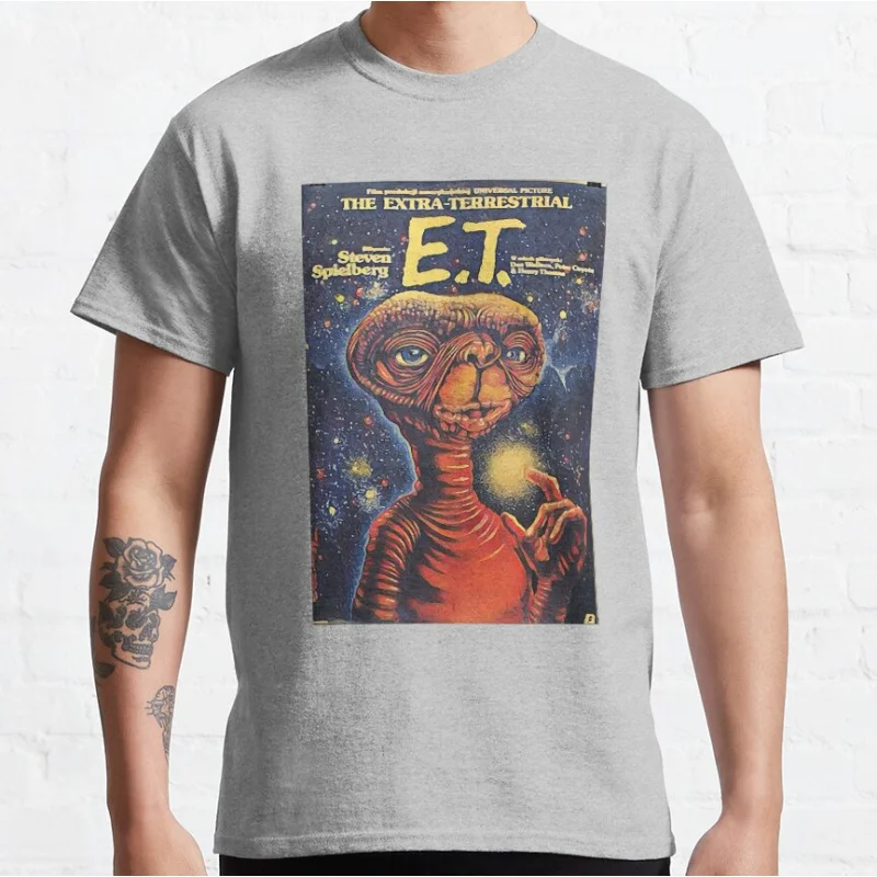 ET The Extra Terrestrial Horror z lat 80. Alien E.T. Sci fi Koszulka z krótkim rękawem i okrągłym dekoltem dla mężczyzn w dużych rozmiarach Topy dla dorosłych S-6xl