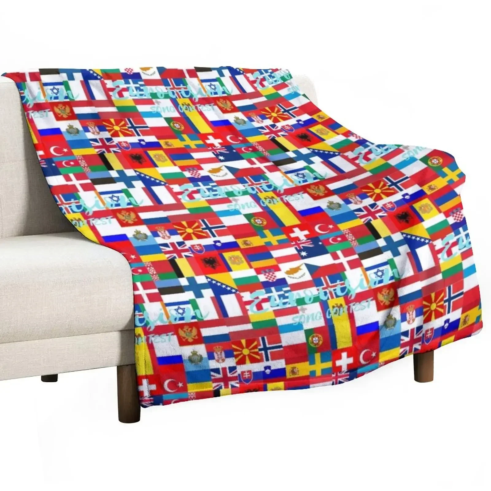 Eurovision Flag Art Throw Blanket Beautifuls Sofas Cute Plaid Giant Sofa Blankets