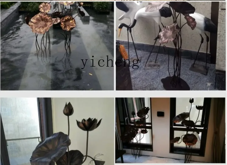 

ZZ Lotus Leaf Metal Ornament Zen Style Chinese Hotel Feng Shui Pool Landscaping Large Floor Sculpture Stainless