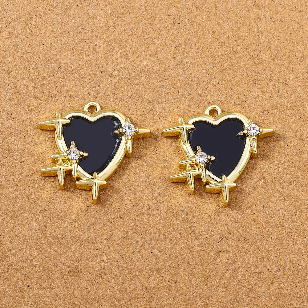 5 Stück 23*24mm Emaille Liebe Herz Charms Anhänger für Schmuckherstellung Ohrringe Halskette DIY Armband Zubehör Zubehör – Detail 9