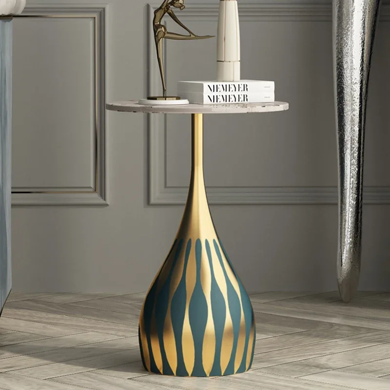 Table Basse Ronde Italienne Moderne et Luxueuse, Décoration de Salon, Petite Table d'Appoint, Écriture, Meuble d'Entrée