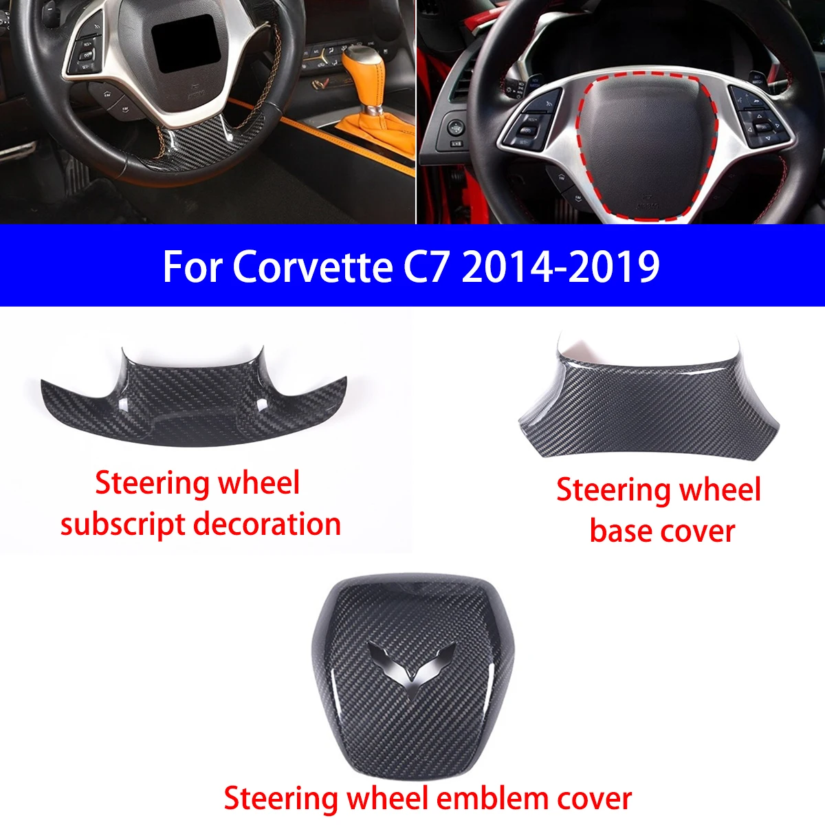 

Для 2014-2019 Corvette C7 украшение рулевого колеса из сухого углеродного волокна/рамка панели приборов/выпуск воздуха/внутреннее зеркало заднего вида