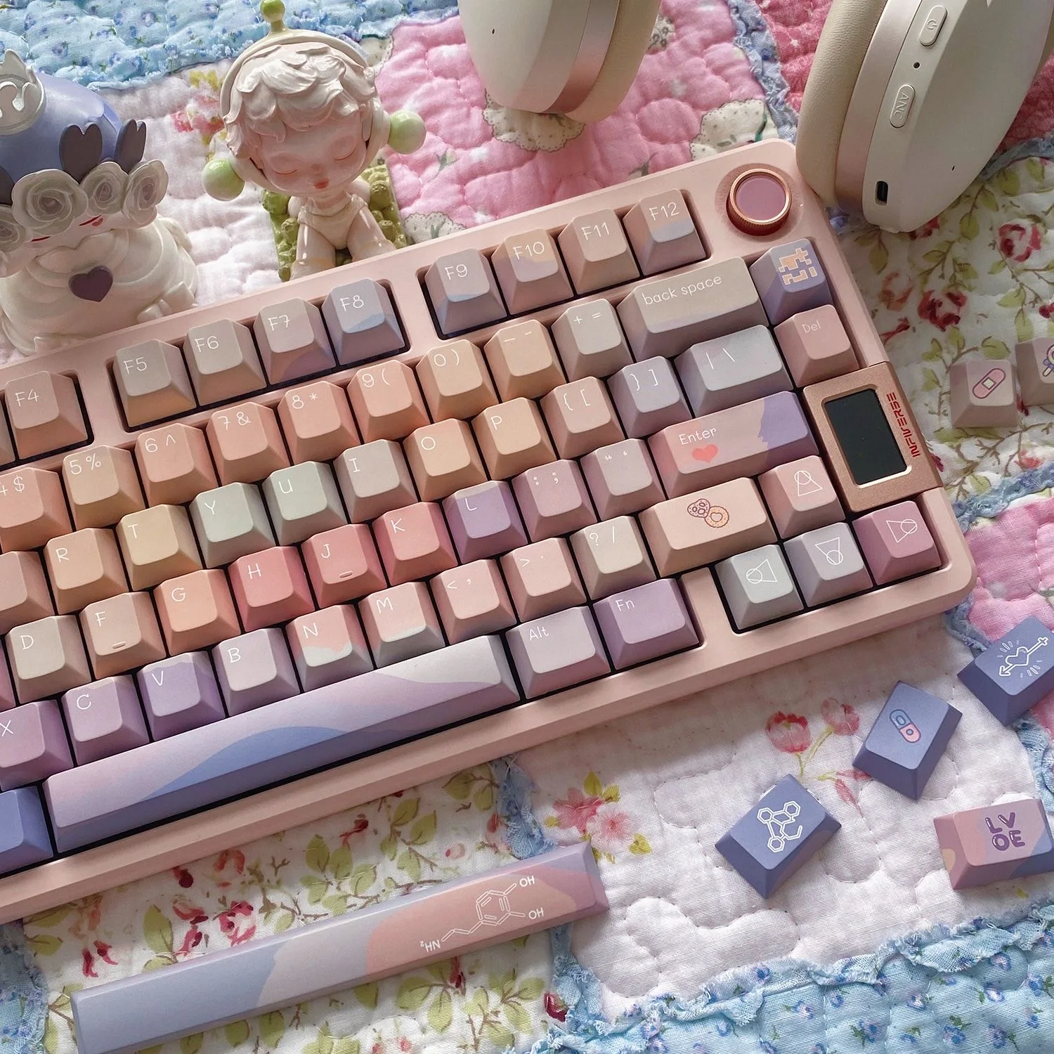 

Dopamine Story Cherry Keycap Set PBT 129 Keys Girl Small Complete Set for 60/84/98/108 Mechanical Keyboards