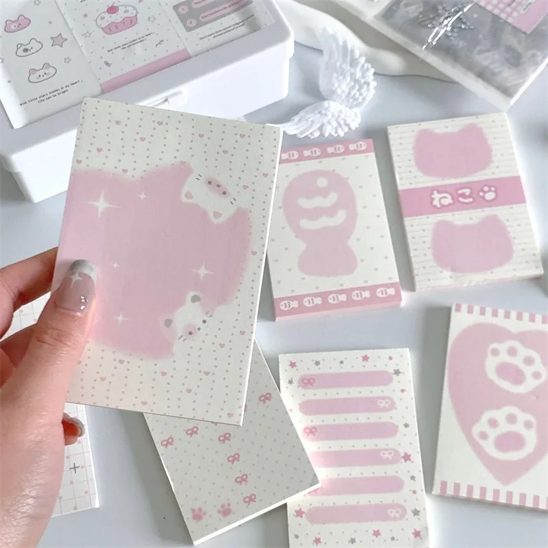 50 Sheets Kawaii Pink Kitten Memo Pad Ins Korean Style Simple Learning Plan Creative Paperlaria Learning Stationery Note Gifts