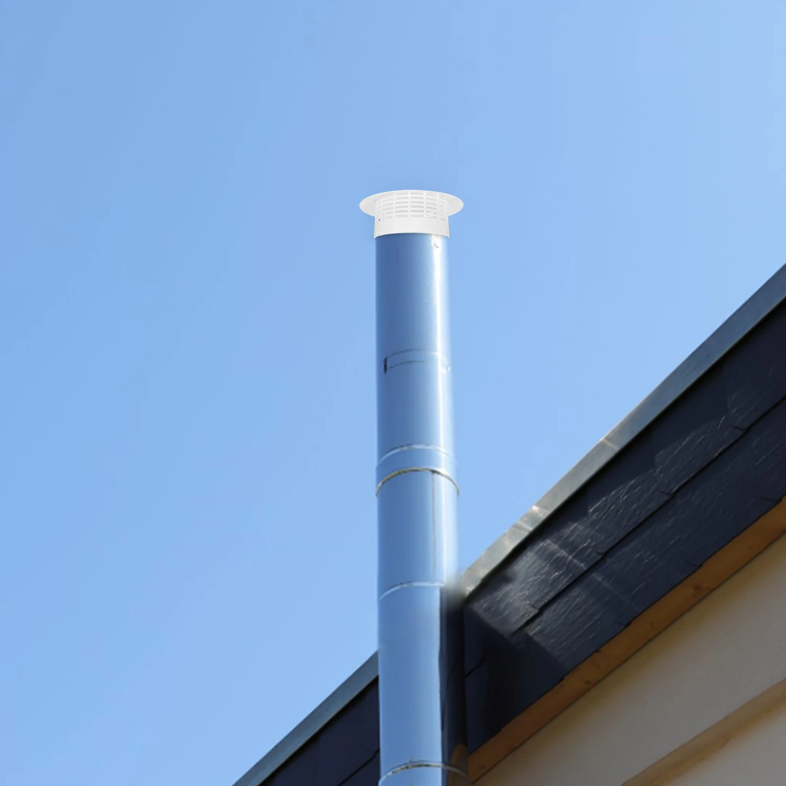 

Round Exhaust Cap 110 White Hat Windproof Rainproof Cover Chimney Vent Roof Garden Home Insulation PVC Easy Install