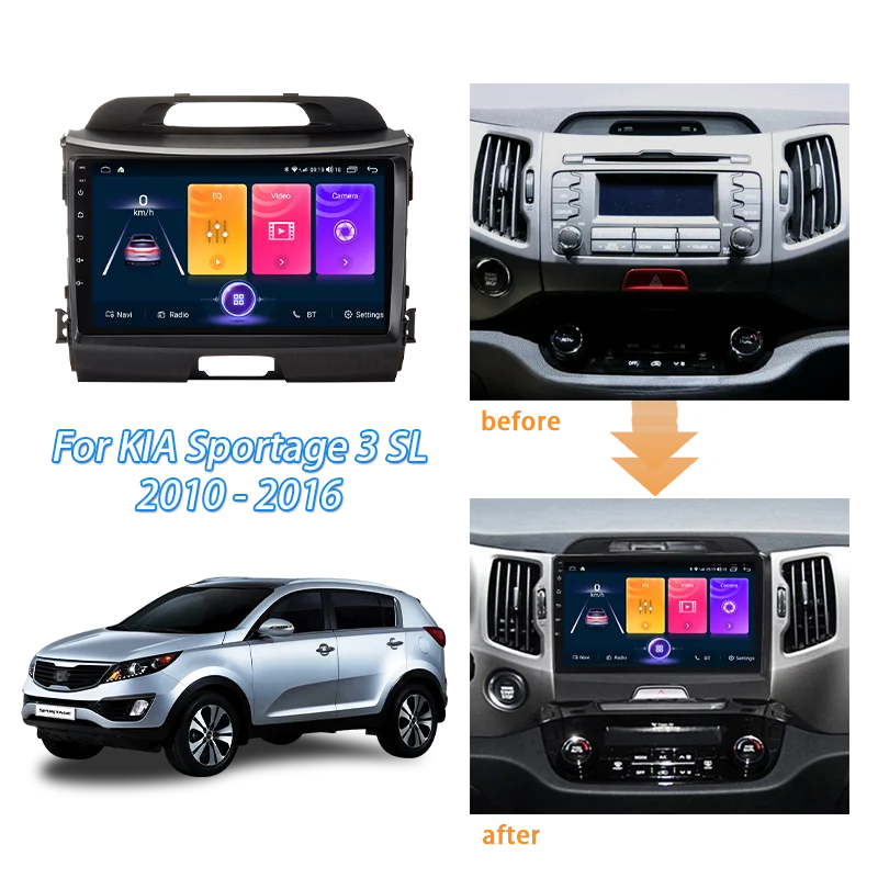 

LODARK For Kia Sportage 3 SL 2010 - 2016 Fascia 2 Din Android 9 Inch Car DVD Frame Audio Fitting Adaptor Dash Trim Kits