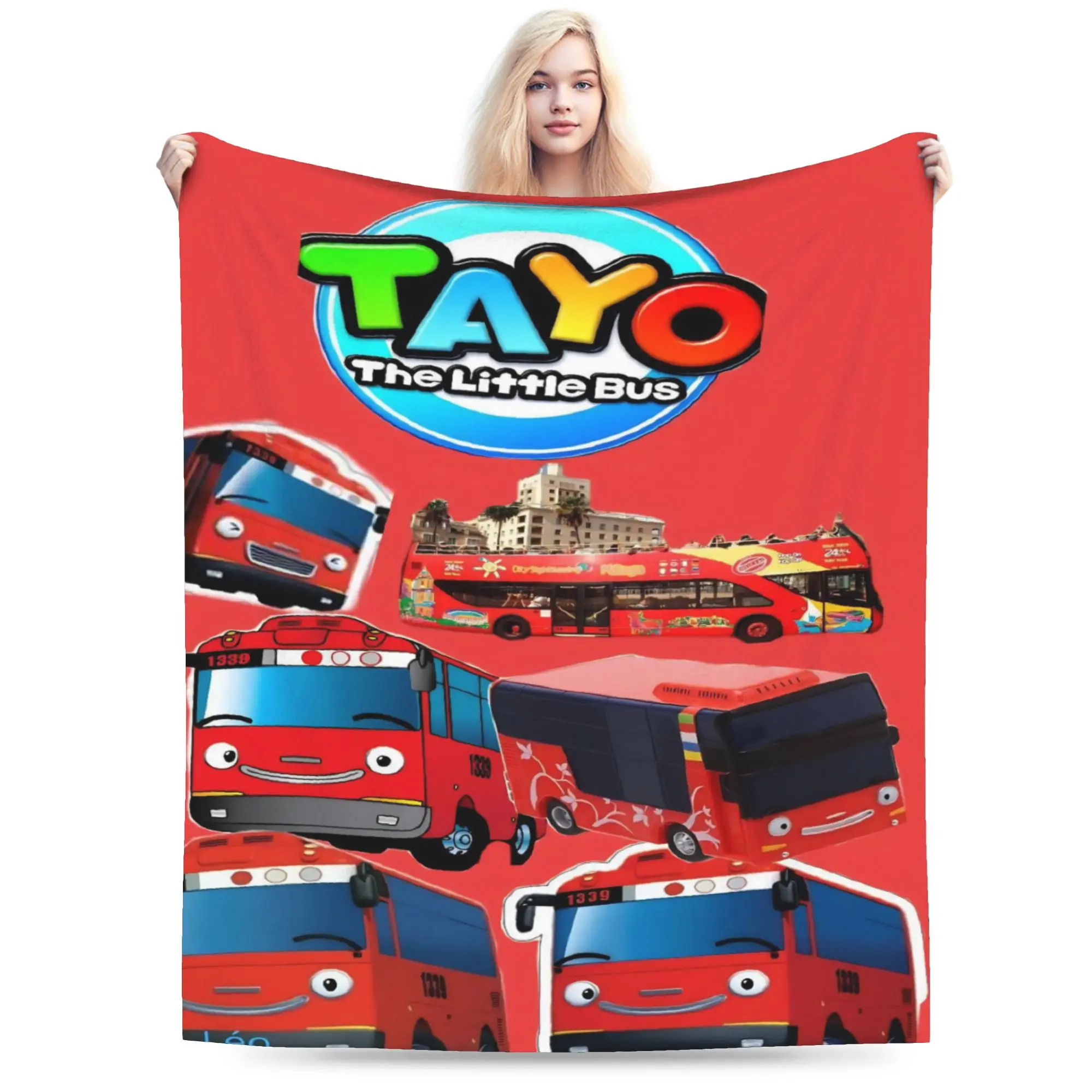Comfortable Tayo The Little Bus  Blanket Stuff Sofa Decorative  Throws And Blankets Ultra-Soft Fleece for Couch