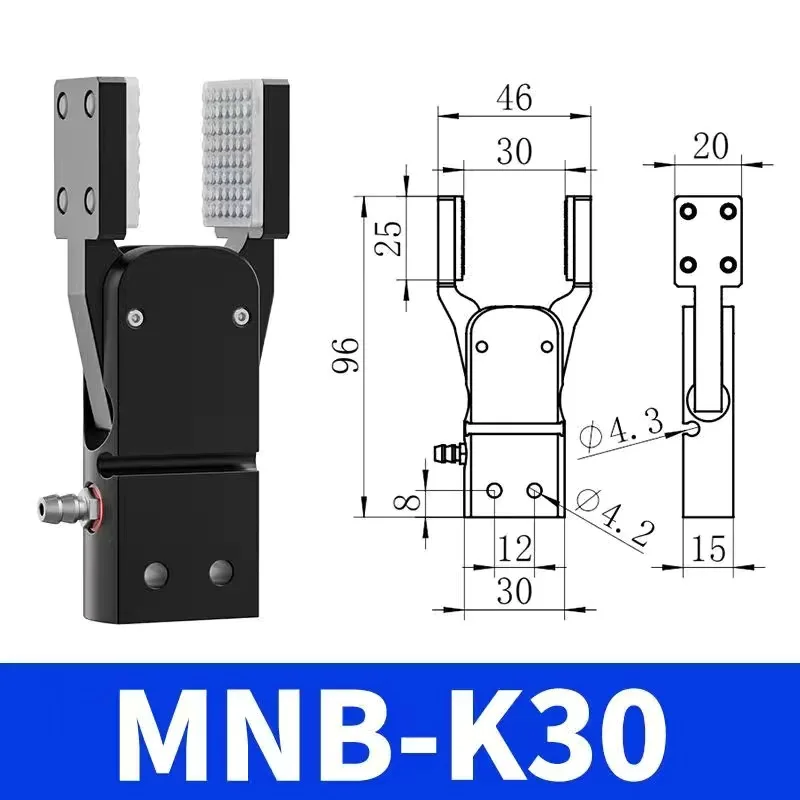 MINIB With Sensor Flat patch and Wide open grab Air Cylinder Robotic Pneumatic Mini Robot Gripper Clamp