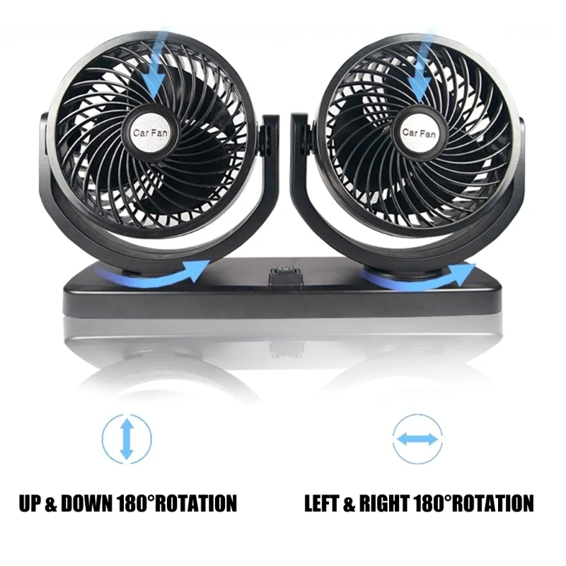 P9FD ABS Construction 2 Head Car Fan Great For Gifts And Promotions Enhanced Comfort