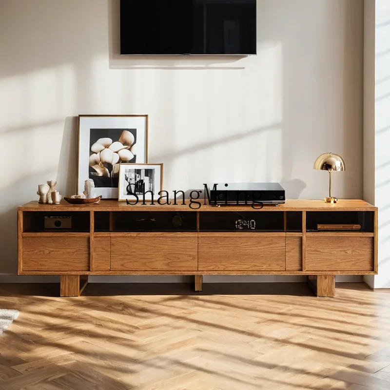 

ZYY retro style TV cabinet solid wood medieval log glass home TV cabinet