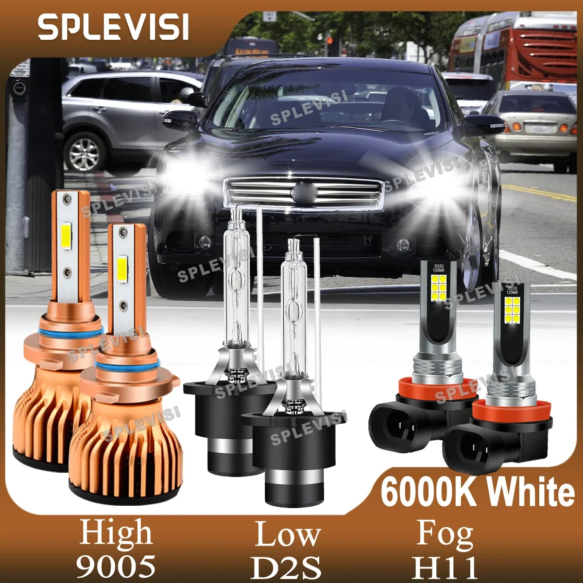 

Brand New Car Lamps Headlight High Low Beam Foglamp 6000K White For Nissan Maxima 2009 2010 2011 2012 2013 2014 9005 D2S H11