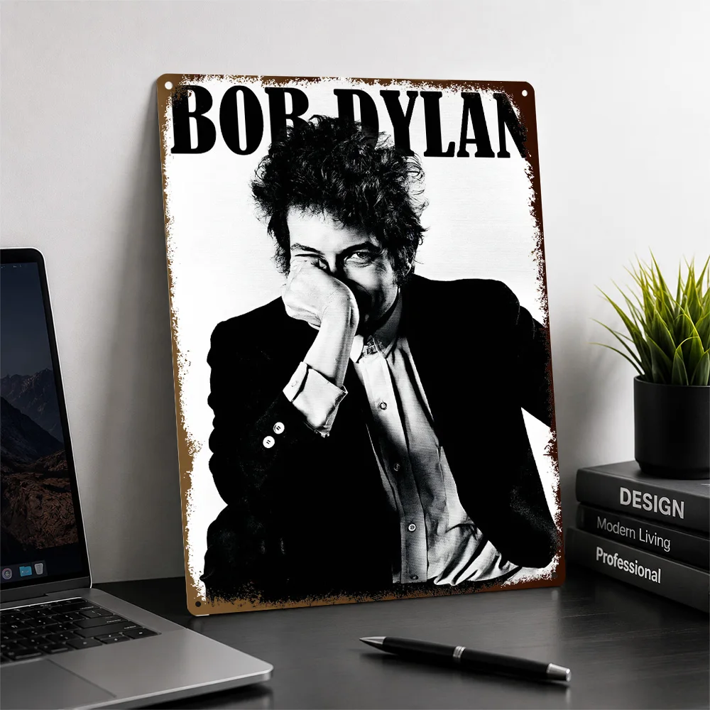 Bob Dylan Textured Poster Personalized Metal Tin Sign Striking Alternative Icon Wall Art Makes A Thoughtful Gift For Rock Fans