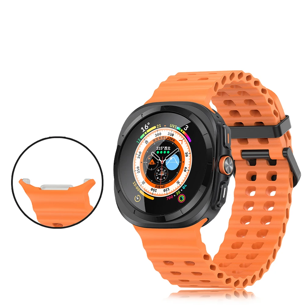 NO Gaps Silicone Band For Samsung Galaxy Watch Ultra LTE 47mm Bracelet Breathable Sport Strap For Samsung Watch 7 47mm Watchband