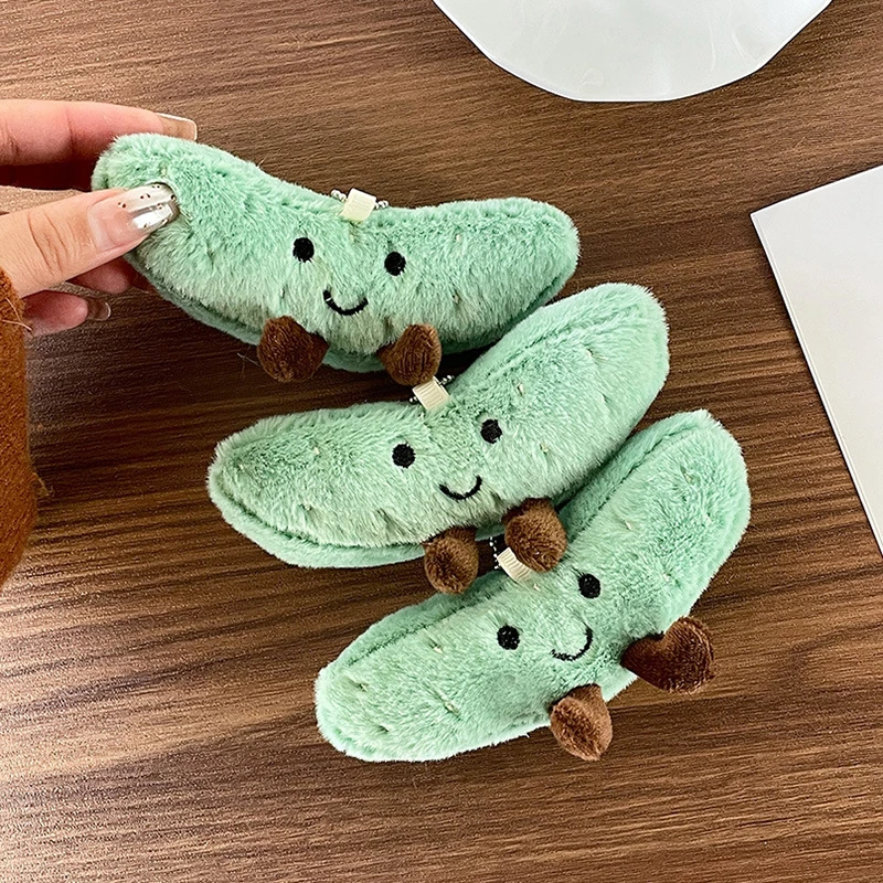 Cute Cucumber Plush Toy Keychain Cartoon Vegetables Soft Stuffed Doll Pendant Car Key Ring Backpack Bag Decor Kid Gift