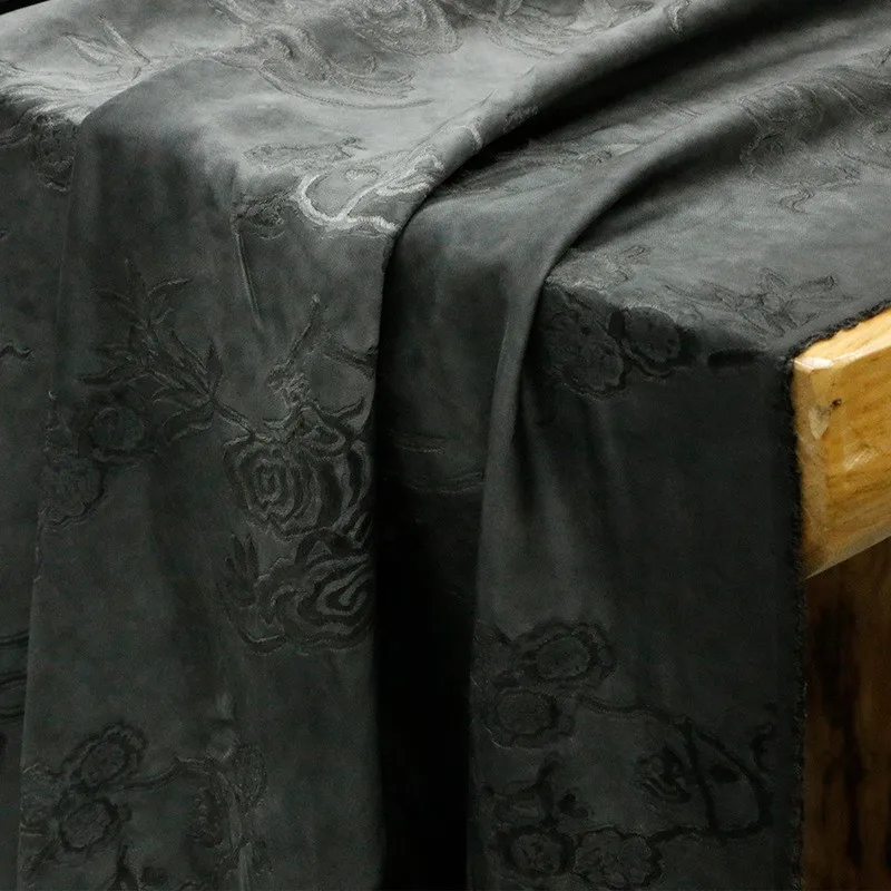 

Jacquard satin silk fabric dirt-dyed designer