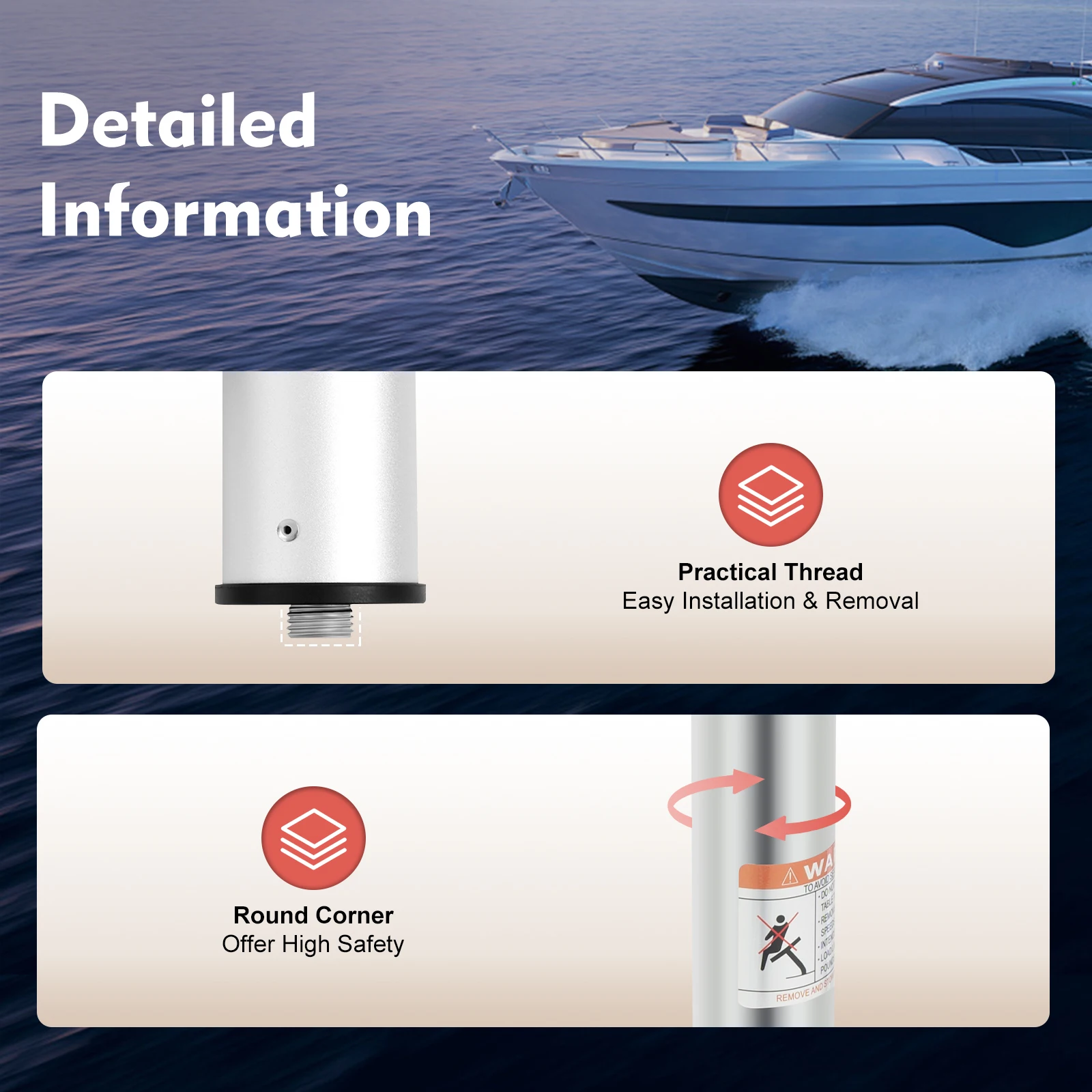 طاولة قارب قابلة للتعديل RV بارتفاع 22 بوصة - 28 بوصة، مكتب قائم بذاته من الخشب الصلب مع 4 حاملات أكواب وقضيب داعم