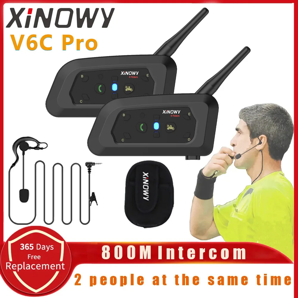 

XINOWY V6C Motorcycle Helmet Headset Intercom Full-Duplex 1200m Football Referee Interphone Arbitration Bluetooth Earphone