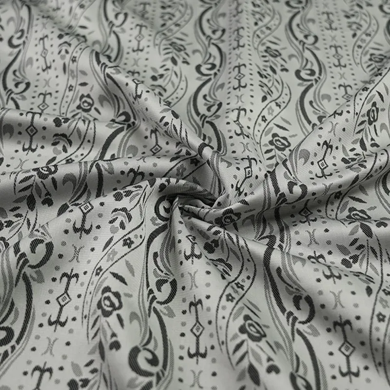New Chinese-style Hanfu and cheongsam fabric with curly grass pattern woven pure silk