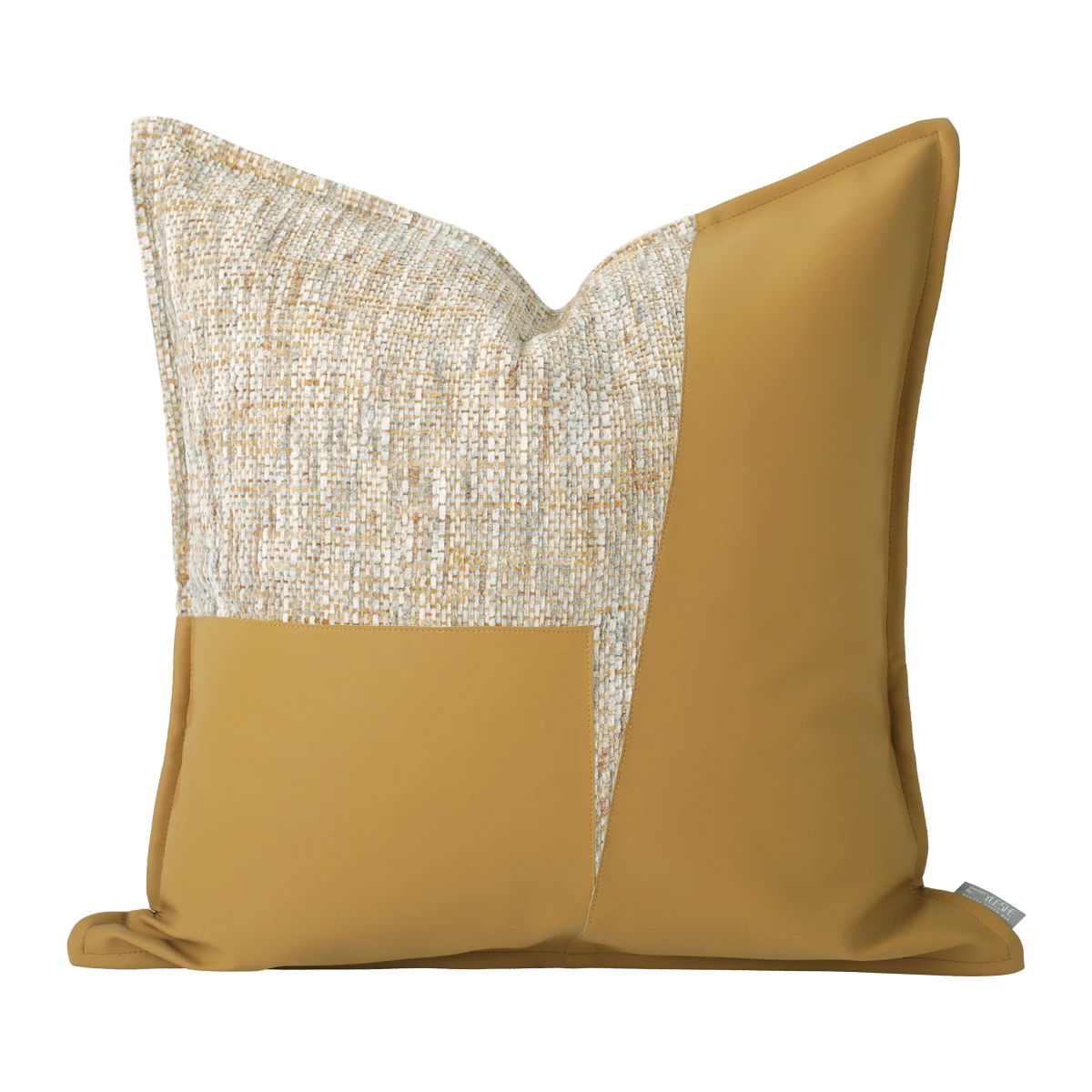 Sample room yellow leather stitching texture pillowcase simple modern light luxury style pillowcase cushion cover geometric squa