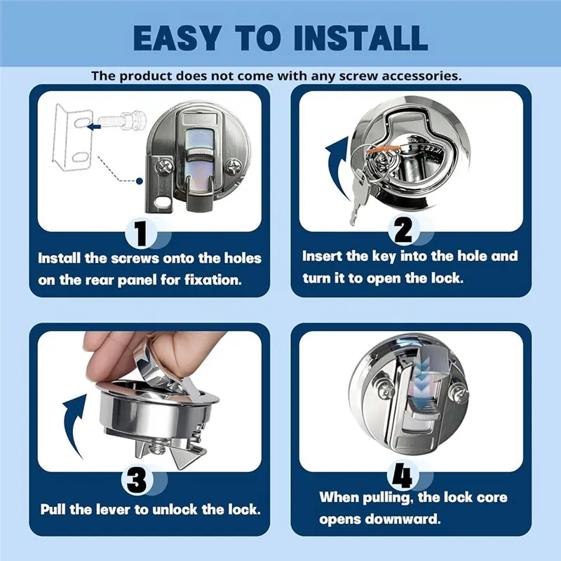 Rustproof For Boats, Rvs& Cabinets 2-Pack Flush Mount Hatch Latches