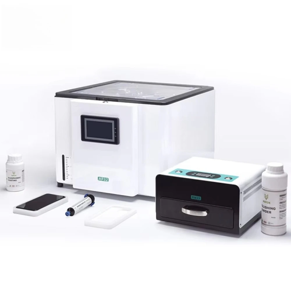 

REFOX AP32 Desktop Min Grinding And Polishing Machine With RM22 UV Curing Box For IPhone LCD Screen Scratch Removing Refurbish