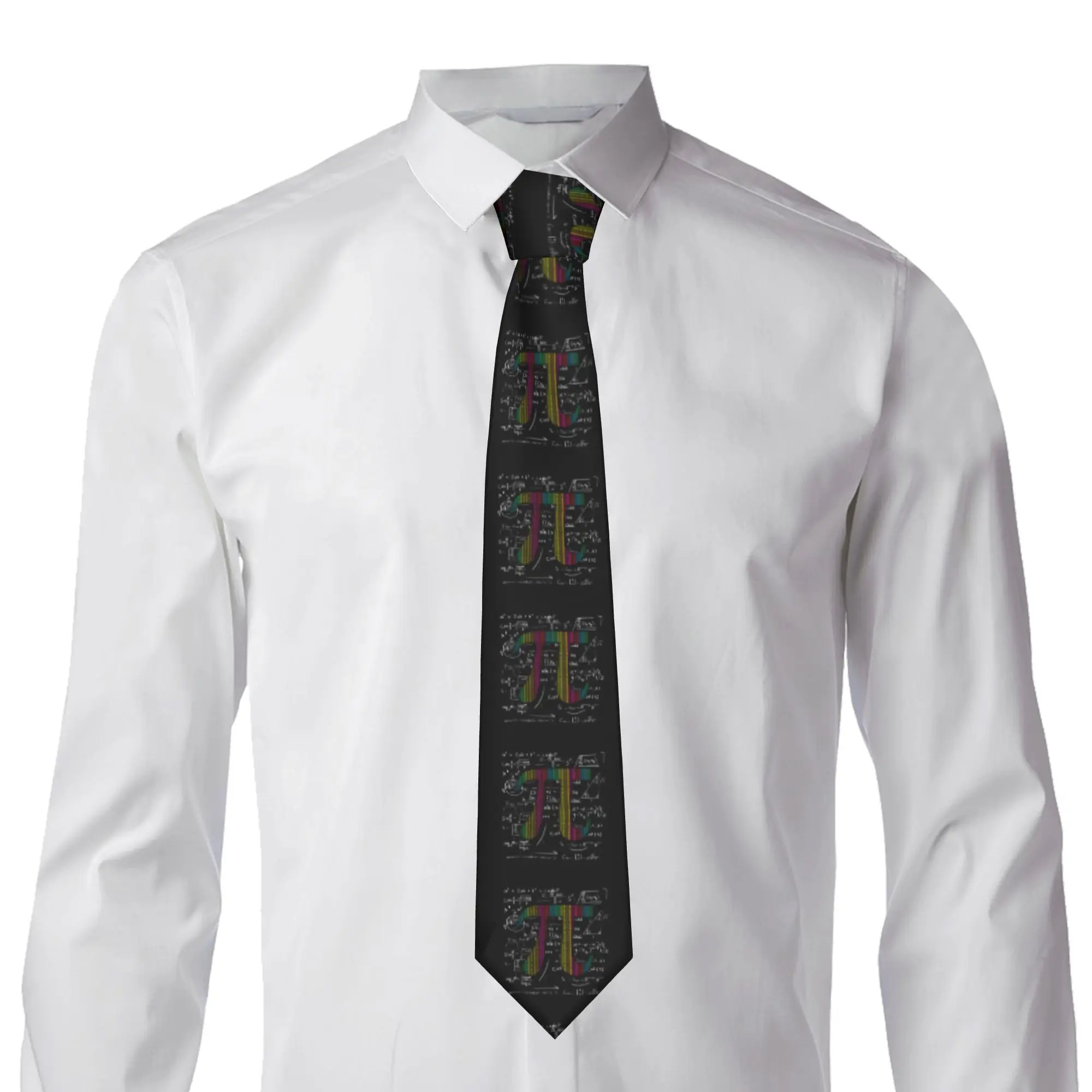 Pi Day Symbol With Math Equations Ties Men's Classic Silk Nerd Geek Science Teacher Neckties for Office