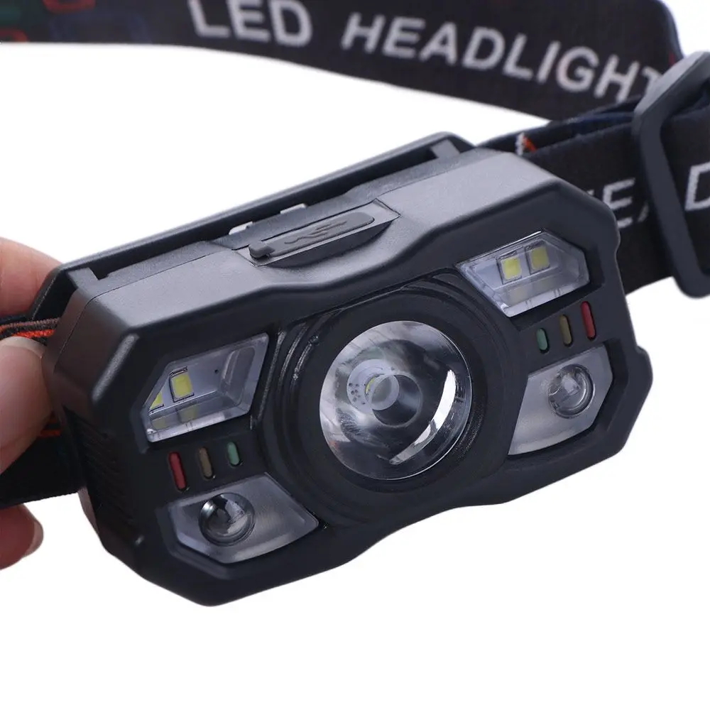 Ultra Bright LED Induction Headlamp with Gesture Control Adjustable Mode IR Motion Sensor Head Lamp 5 Gears Waterproof