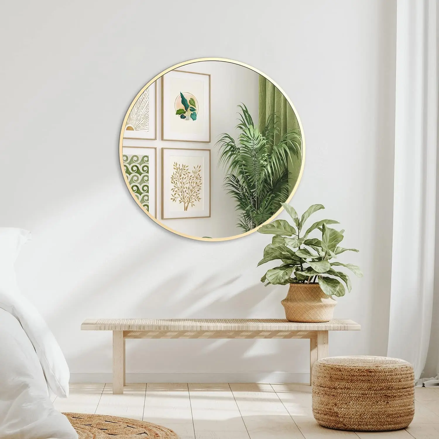 

Gold 32 Inch Metal Round Bathroom Mirror