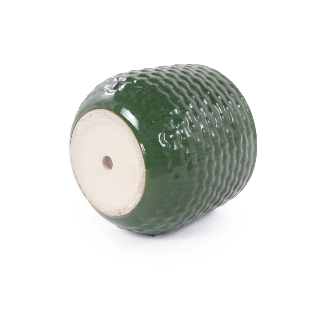Handmade Glazed Ceramic Planter Set of 3, 9/7/5 Inch Diameter, Dark Green Solid Glossy Finish, for Succulents & Herbs Outdoor Patio & Indoor Staircase Use, Breathable Clay with Drainage Holes    RR