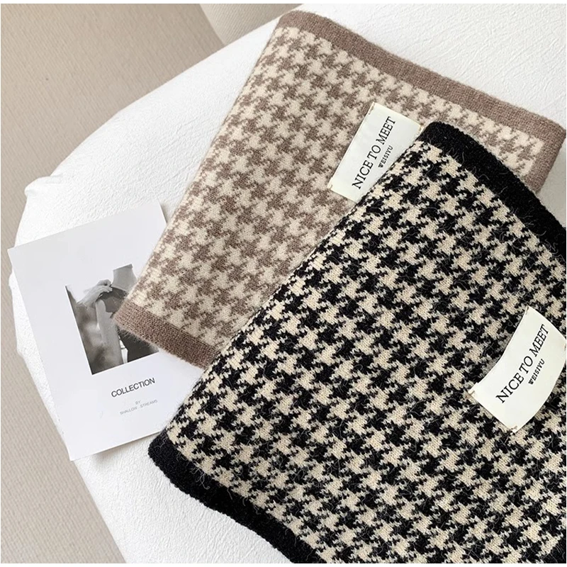 한국 INS 클래식 양면 격자무늬 스카프 패셔너블 다용도 커플 트렌디 니트 스카프 가을 겨울용 신상 따뜻한 스카프
