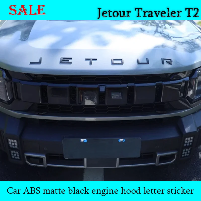 

Fit for JETOUR Traveler T2 2024 Car Front Engine Hood ABS Matte Black Engine Hood Letter Sticker Car Exterior Decoration Piece