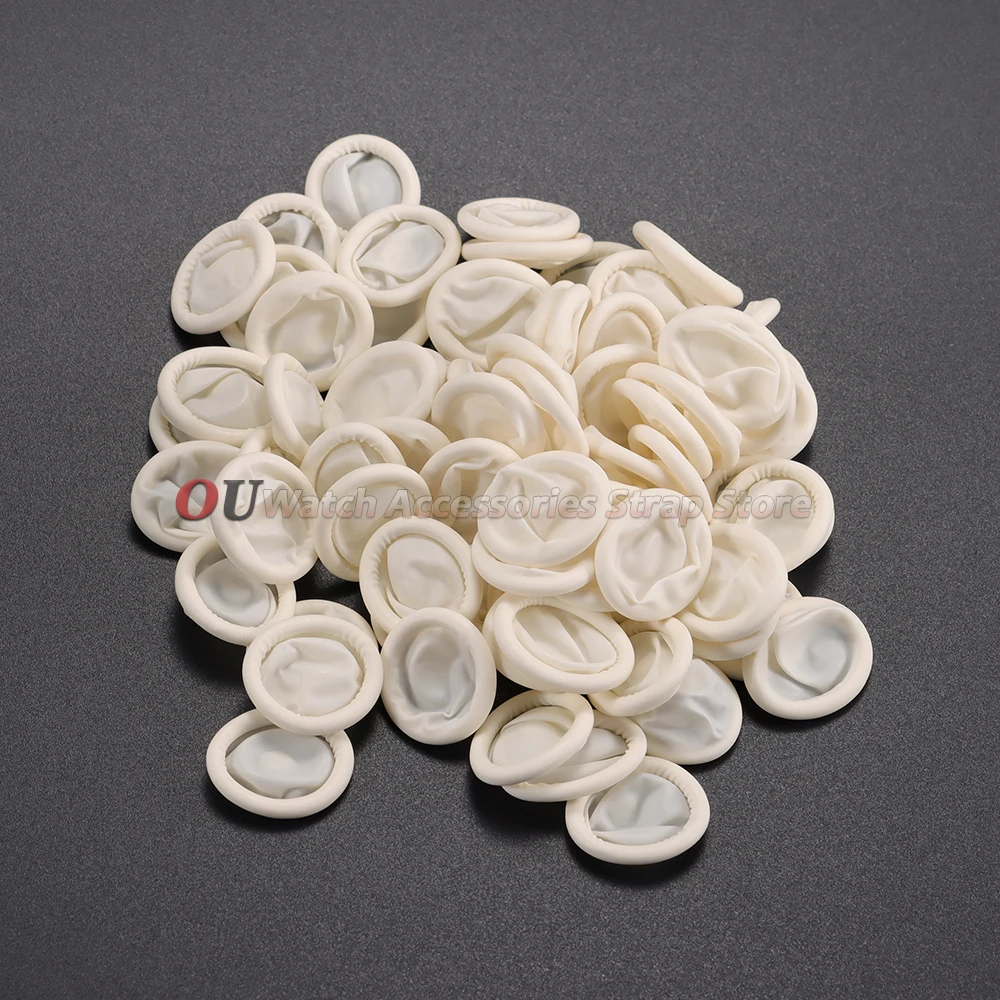 White Rubber Finger Cot Watch Repair Kit 50/100Pcs Latex Disposable Protective Finger Cots Dust-proof Finger Watch Accessories