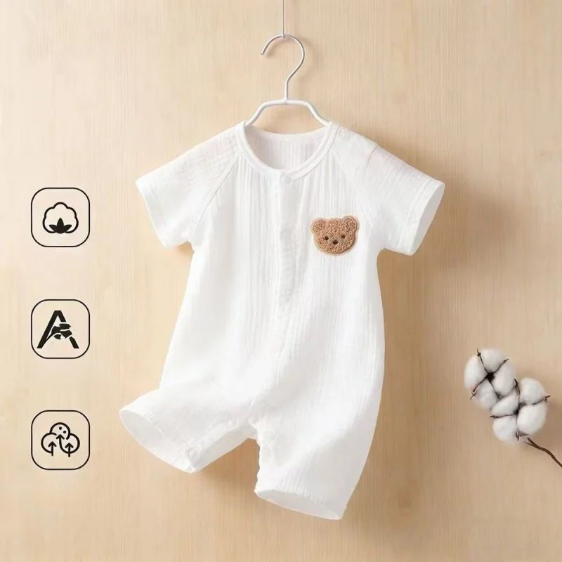 

2026 Summer 6M-3Y Toddler Rompers Comfortable Baby Girl Clothes Newborn Boy thin Jumpsuit Bear Pattern One-pieces