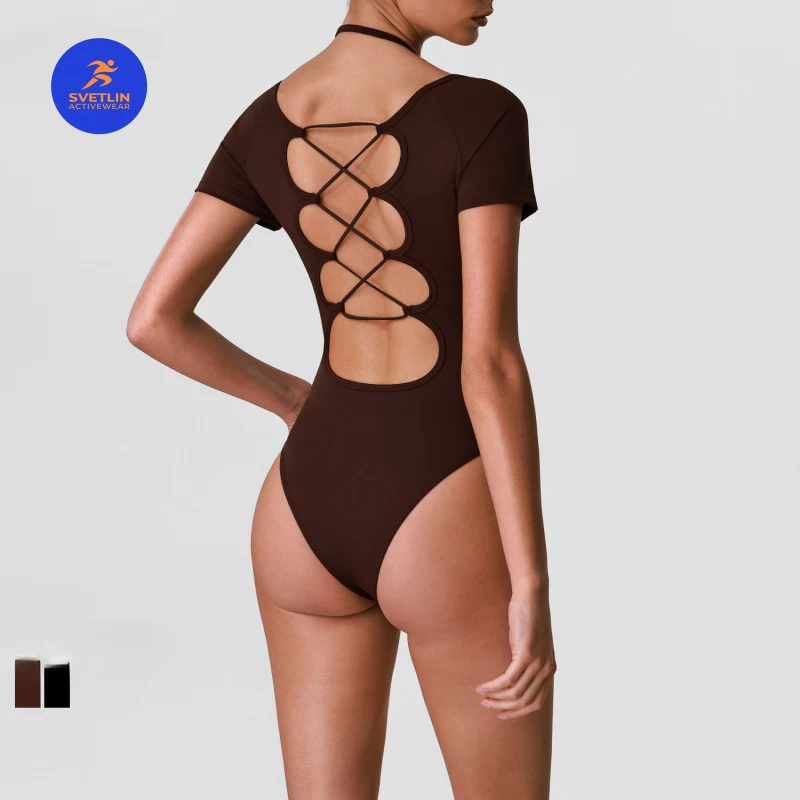 SVETLIN EU US Size High Quality Sports Bodysuit Yoga Wear with One-piece Quick-dry Pilates Training Backless Jumpsuit Swimsuit