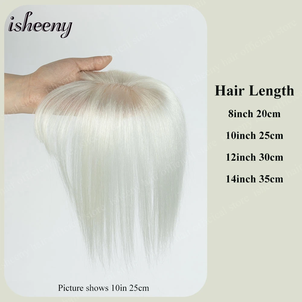 أغطية شعر بشري من isheeny مقاس 5 × 9 سم للنساء، جزء علوي رفيع بمشبك مع ثلاثي الأبعاد 360 ° تغطية الانفجارات الهوائية هامش الشعر 8 بوصة-14 بوصة #2