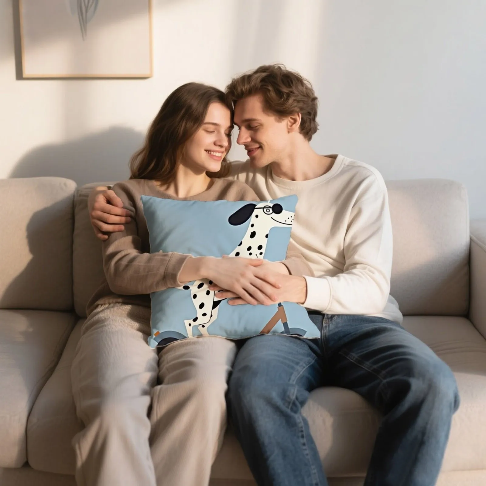 2D Printed Pillowcase, Dalmatian on Scooter Design, Double-Sided Style, Multiple Specifications Available, for Home Bed Decoration, Soft Fabric Cushion Cover
