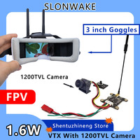 5.8G 48CH 200mW/500mW/800mW/1600mW Adjustable FPV VTX Transmitter+CMOS1200TVL Starlight Sensor Camera+3 inch Goggles