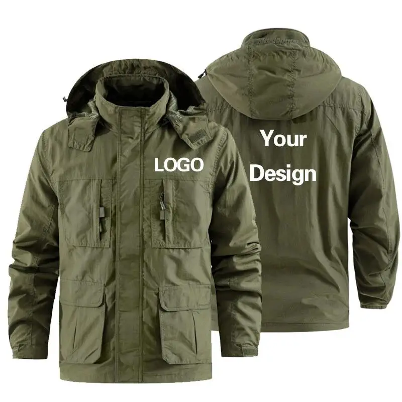 Spring Autumn Men Casual Stand Collar Loose Jacket With Multiple Pockets Outdoor Hiking Mountaineering Camping Stormtrooper Coat