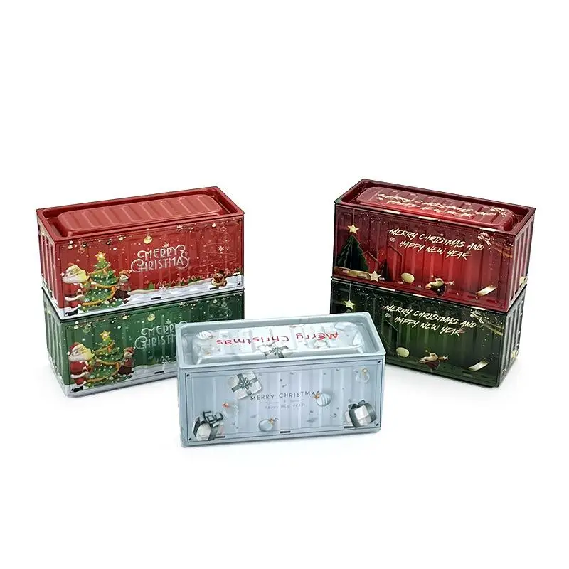 New Durable Tin Christmas Box Vintage Style Rust Proof Storage Box Simulation Design Mini Size Iron Box Office Organization