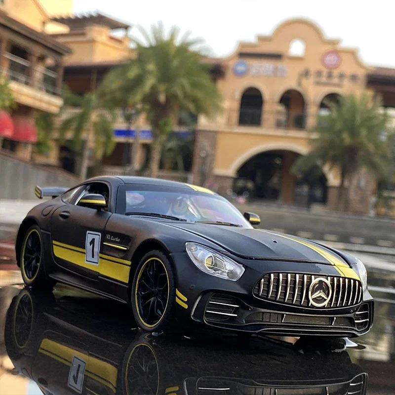 1:24 AMG-GTR GT سيارة رياضية سبيكة سيارة نموذج دييكاست ولعبة سيارة لعبة معدنية نموذج سيارة جمع ضوء الصوت محاكاة هدية
