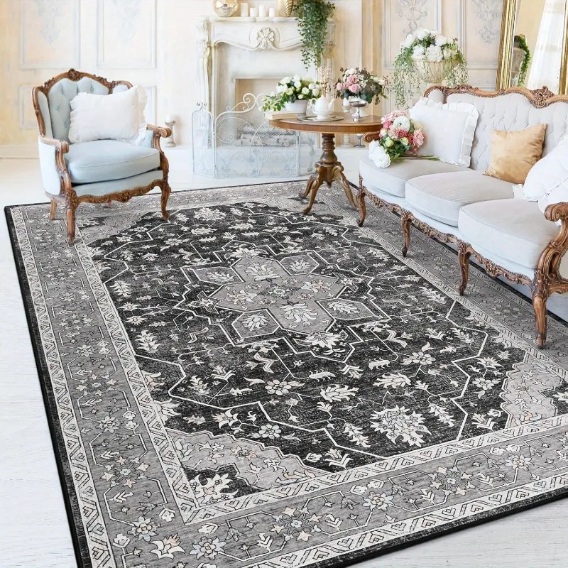 

Bohemian Vintage Non-slip Flannel Carpet Large Area Rug Living Room Mat Bedroom Office Prayer Rug Muslim Prayer Home Decor