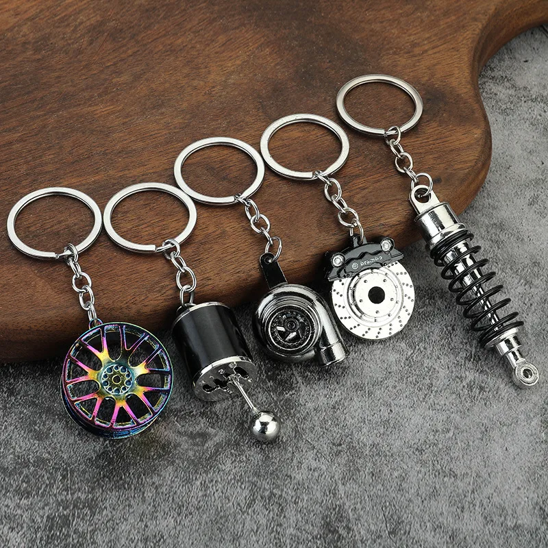 Creative Auto Parts Keychain Metal Simulation Turbo Brake Disc Manual Hub Car-styling keyring Bag Ornament Gifts Souvenir