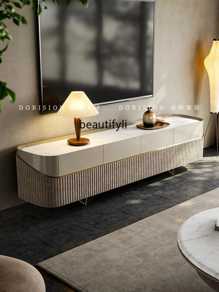 

Marble TV Living Room Home Storage Floor Cabinet Modern Coffee Table TV Cabinet Combination