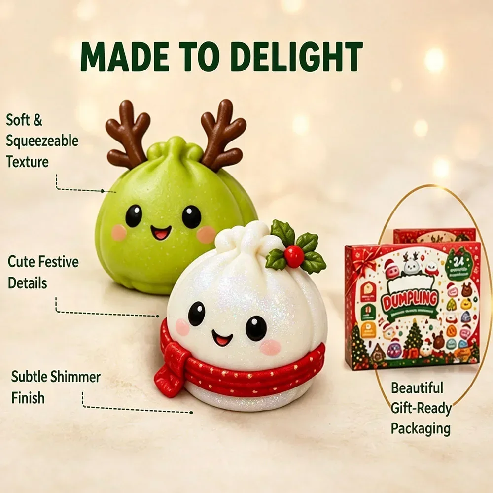 Christmas Dumpling Squishy Advent Calendar 24 Days Countdown Mystery Surprise Dumpling Anxiety Relief Slow Rising Decompression view 5