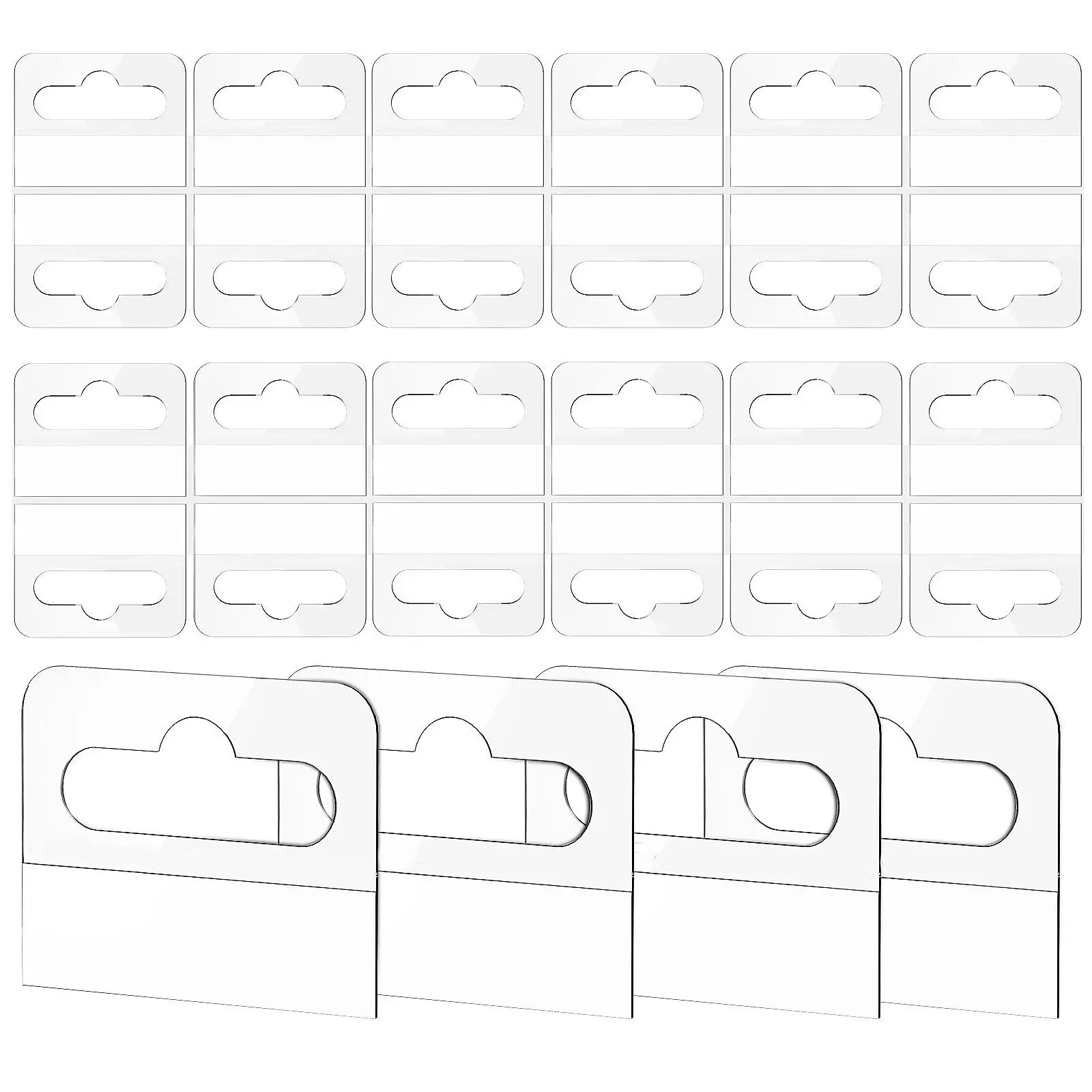 

100pcs Hanging Tags Heavy Duty Clear Self Adhesive Plastic Hooks for Retail Display Pegboard Fixtures Packaging