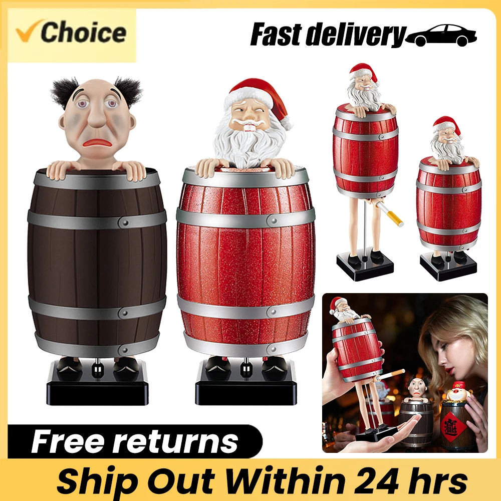 1-4 قطعة صندوق السجائر مضحك حامل السجائر صندوق محاكاة ساخرة غريب العم سانتا كلوز صندوق برميل خشبي التماثيل عيد الميلاد الديكور