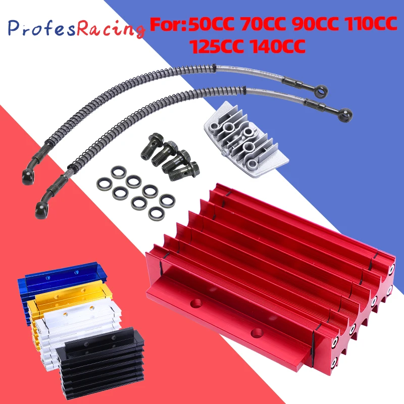 

Мотоциклетный масляный радиатор CNC, алюминиевый адаптер, комплект охлаждающего радиатора для мотоцикла, питбайка, мотокросса 50CC-140CC