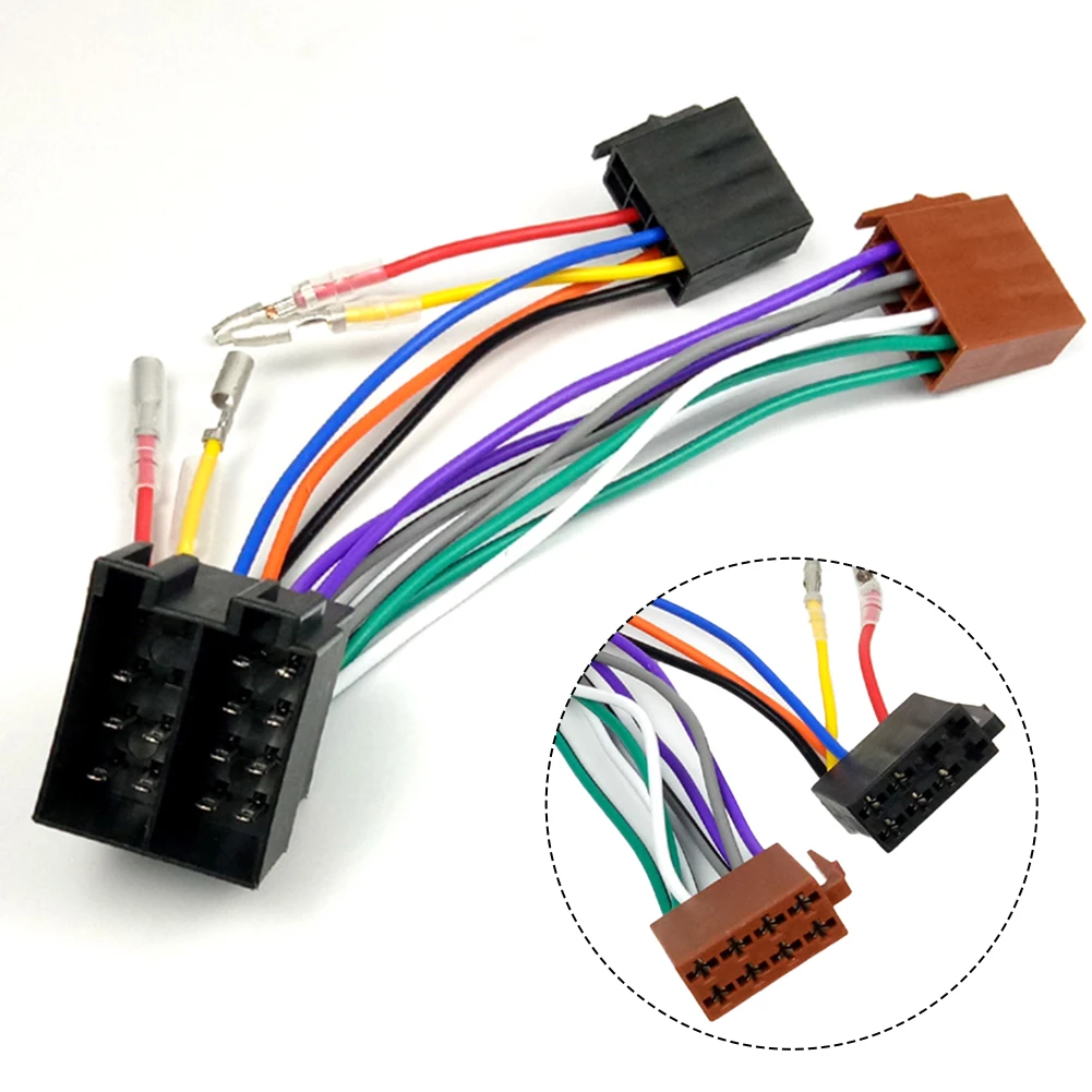 16Pin Car Stereo Radio Harness For ISO To  For ISO Radio Socket Auto Adapter Wiring Car Wire Cable Adapte 12V Black Plastic